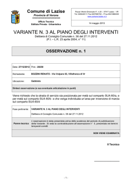 Schede tecniche delle OSSERVAZIONI