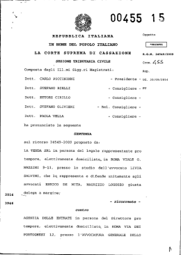 Corte di Cassazione, sez. trib., sentenza 14/01/2015, n. 455