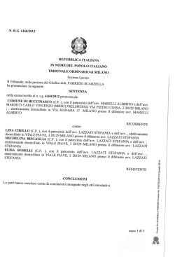 N. R.G. 6160/2012 REPUBBLICA ITALIANA IN NOME DEL POPOLO