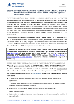 OGGETTO: 730 PRECOMPILATO TRASMISSIONE TELEMATICA
