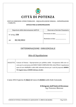 Det. n 258 del 2.10.2012. NODO VIARIO. Liquid. saldo ditta Armento