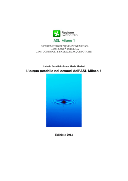 L`acqua potabile nei comuni dell`ASL Milano 1