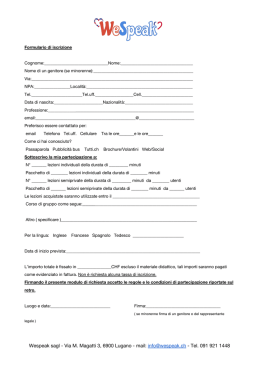 Wespeak sagl - Via M. Magatti 3, 6900 Lugano