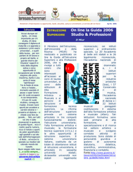 ISTRUZIONE On line la Guida 2006 SUPERIORE Studio & Professioni