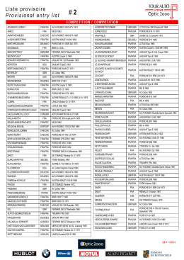 Liste provisoire Provisional entry list