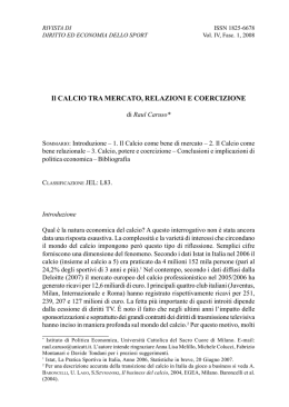 Il CALCIO TRA MERCATO, RELAZIONI E COERCIZIONE