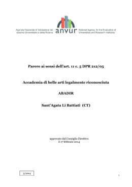 Parere ai sensi dell`art. 11 c. 5 DPR 212/05 Accademia di