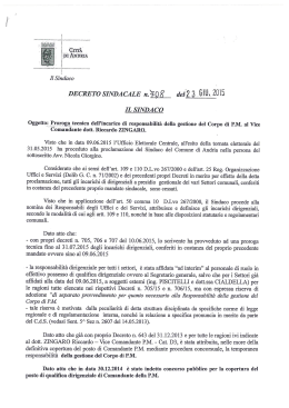 Decreto Sindacale n. 708 del 23. 06.2015
