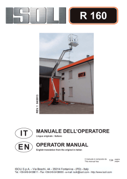 MANUALE DELL`OPERATORE OPERATOR MANUAL