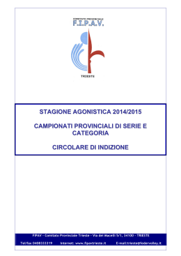 stagione agonistica 2014/2015 campionati provinciali di serie