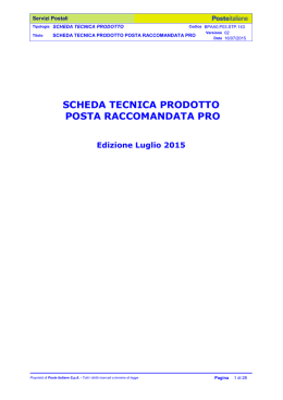scheda tecnica prodotto posta raccomandata pro