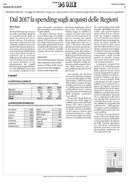 Dal 2017 la spending sugli acquisti delle Regioni