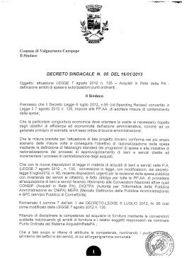 Decreto Sindacale n° 5 - Comune di Valguarnera Caropepe