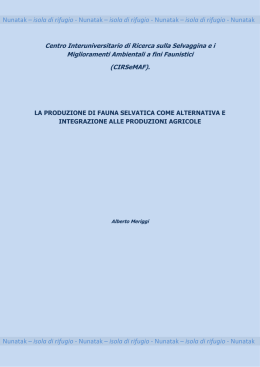 La produzione di fauna selvatica