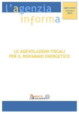 le agevolazioni fiscali per il risparmio energetico