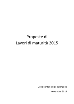 Catalogo delle proposte per i lavori di maturità 2015