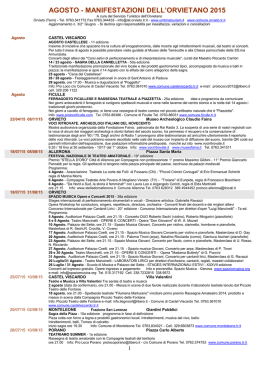 AGOSTO - MANIFESTAZIONI DELL`ORVIETANO 2015