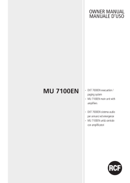 OWNER MANUAL MANUALE D`USO