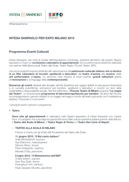 INTESA SANPAOLO PER EXPO MILANO 2015 Programma Eventi
