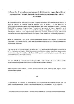 Schema tipo di accordo contrattuale per la