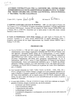 ACCORDO CONTRATTUALE PER LA GESTIONE DEL