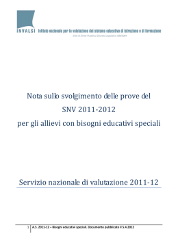 Nota sugli alunni con particolari bisogni educativi