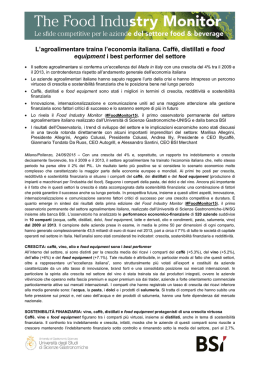L`agroalimentare traina l`economia italiana. Caffè