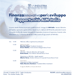 l`opportunità AIM Italia Finanzainnovativaperlosviluppo