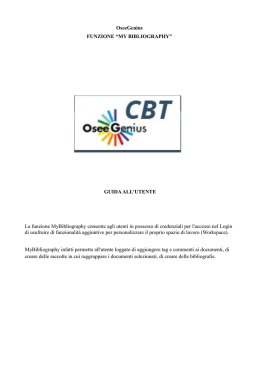 OseeGenius FUNZIONE &ldquo;MY BIBLIOGRAPHY&rdquo; GUIDA ALL`UTENTE