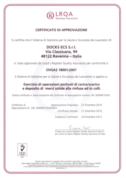 Visualizza le certificazioni in possesso dell`azienda