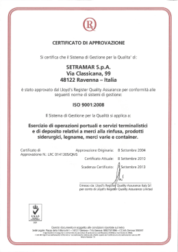 Visualizza le certificazioni in possesso dell`azienda