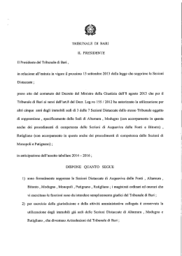Sezioni distaccate - Ordine degli Avvocati di Bari