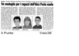 Tre medaglie per i ragazzi dell` AICS Pavia Nuoto 10 marzo 2008