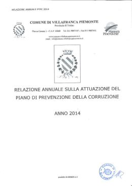 Relazione annuale sulla attuazione del piano di prevenzione della