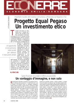 Progetto Equal Pegaso Un investimento etico