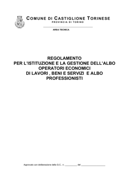 regolamento per l`istituzione e la gestione dell`albo operatori