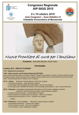 Nuove Frontiere di cura per l`anziano