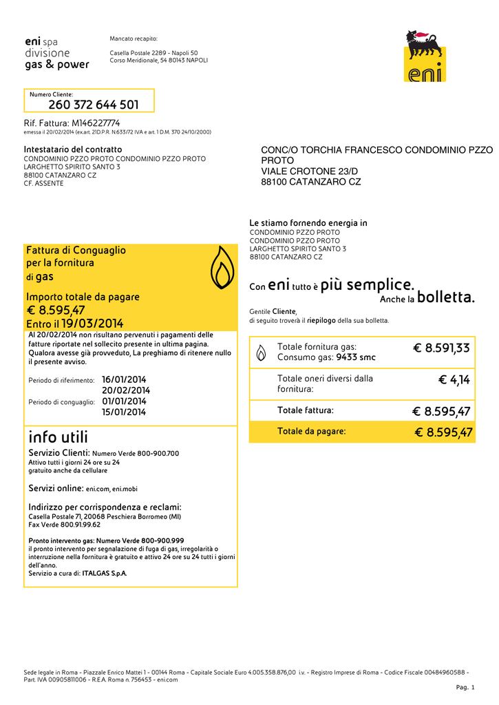 FATTURE ENI SPA SCARICA