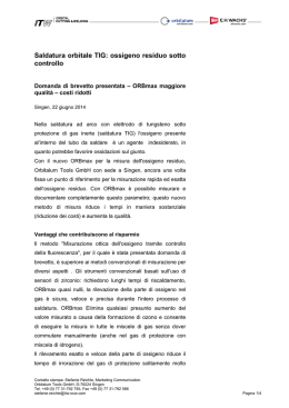 Saldatura orbitale TIG: ossigeno residuo sotto controllo