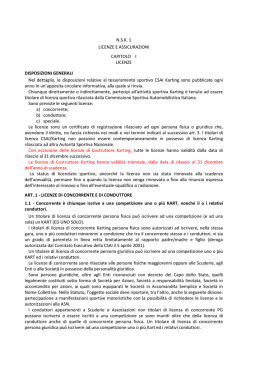 N.S.K. 1 LICENZE E ASSICURAZIONI CAPITOLO I LICENZE