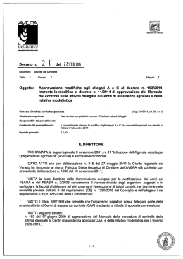 Oggetto: Approvazione modiﬁche agli allegati A e C al decreto n
