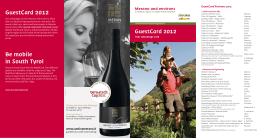GuestCard 2012 Be mobile in South Tyrol