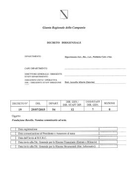 Decreto Dirigenziale n. 19 del 29.07.2015 Fondazione