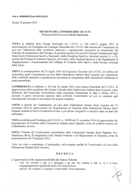 Decreto correttivo del Commissario ad acta