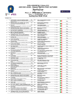 Starting List - Equieffe Equestrian Centre