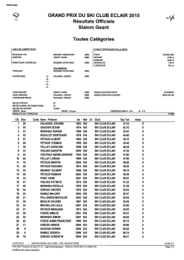 &ldquo; R&eacute;sultats Officiels Slalom Geant