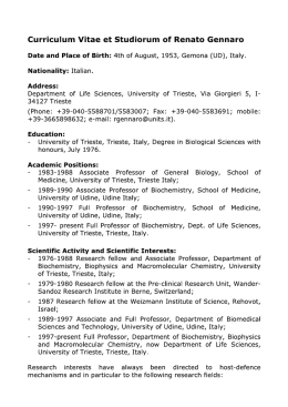 Curriculum Vitae et Studiorum of Renato Gennaro