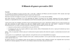 Il Bilancio di genere preventivo 2011