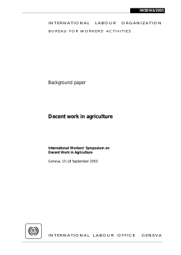 Decent work in agriculture  pdf - International Labour Organization