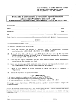 Domanda di ammissione o variazione specializzazione